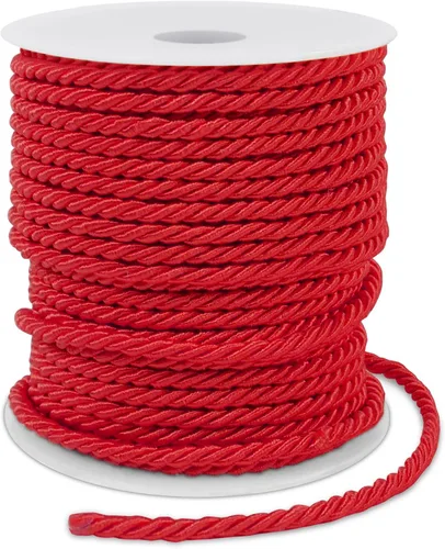 Miniatura 16 de Cuerda de seda trenzada de 27 yardas, cuerda decorativa gruesa de satén negro de 0.118 pulgadas, cordón para manualidades, amarre de cortina