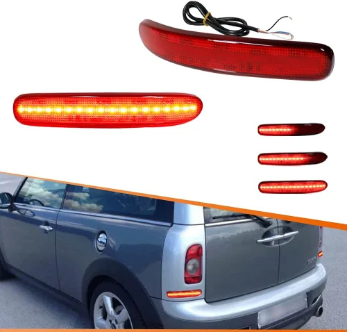 Miniatura 10 de ADIIL Reflector de parachoques trasero Carcasas de luz de freno de cola Lámparas de señal de giro Kit de accesorios para Mini Cooper Clubman R55
