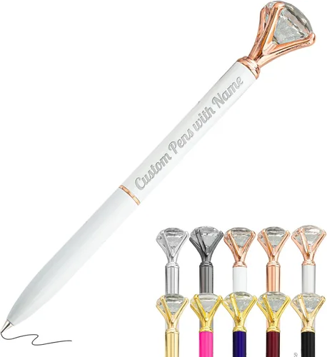 Miniatura 24 de Hasta 100 bolígrafos de diamante personalizados a granel con nombre, bolígrafo de impresión personalizada con logotipo de negocios grabado, mensaje