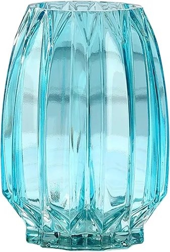 Miniatura 19 de Lucky Bird Jarrón de vidrio ámbar – Jarrón moderno de canalé alto/corto para flores y velas – Centro de mesa ámbar de 11.8 pulgadas para decoración