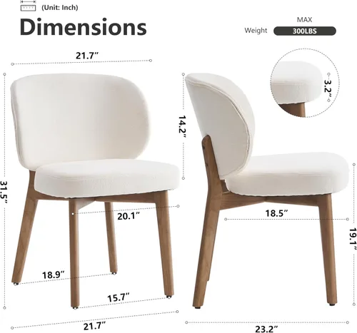 Miniatura 2 de YOUNIKE Silla de comedor con respaldo alto, silla única de cocina estilo moderno de mediados de siglo, silla acentuada sin brazos de tela bouclé