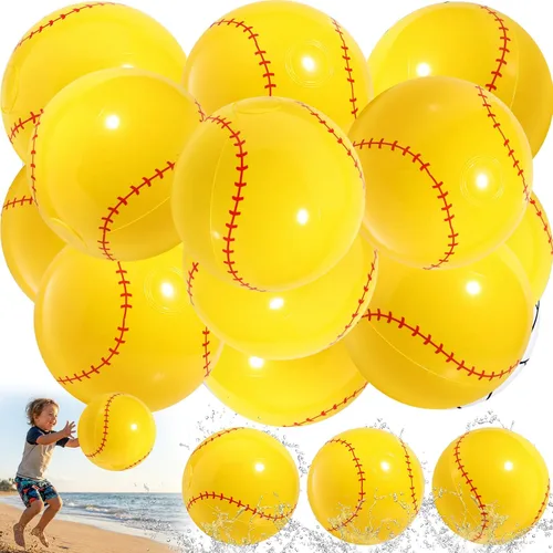 Miniatura 13 de Chivao Paquete de 12 bolas de playa inflables con purpurina de 16 pulgadas, juguetes gigantes para piscina, juguetes acuáticos para verano