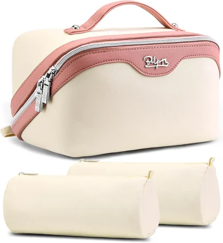 Miniatura 51 de BOYATU Bolsa organizadora de maquillaje de viaje, bolsa de cosméticos: Juego de 3 bolsas de maquillaje para mujeres con asa - Bolsas de aseo