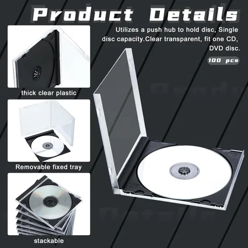 Miniatura 2 de LEIFIDE 50 Piezas Caja de Joya para CD de 10.4 mm de Plástico Transparente, Funda Única para DVD, Funda Estándar para CD/DVD para Protección