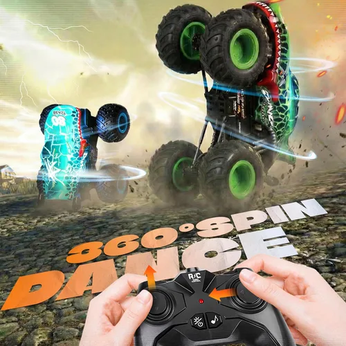 Miniatura 2 de BEZGAR Monster Truck Toys - Camión monstruo de control remoto con luz y música, juguetes de dinosaurios para niños, camión RC a escala 1:20 con Azul