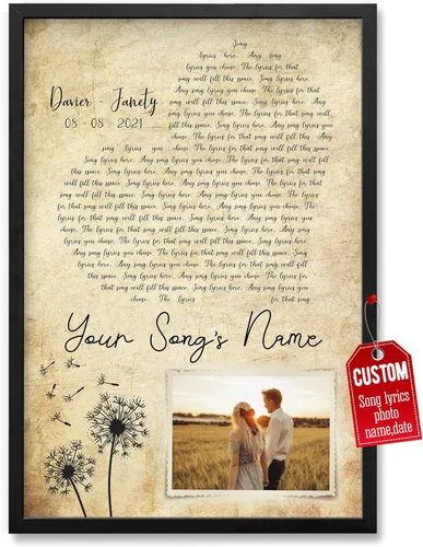Miniatura 40 de H-DEWALL Póster personalizado de letras de canciones, regalos de cumpleaños para esposo para dormitorio, discos de vinilo, fotos, regalos para él