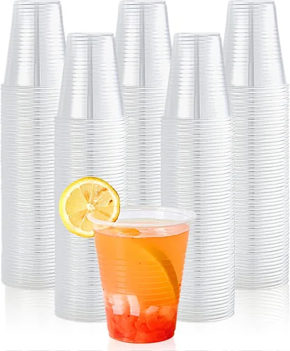 Lilymicky Paquete de 300 vasos de plástico transparente de 12 onzas, vasos de plástico desechables en frío para fiestas, picnic, barbacoa, viajes y