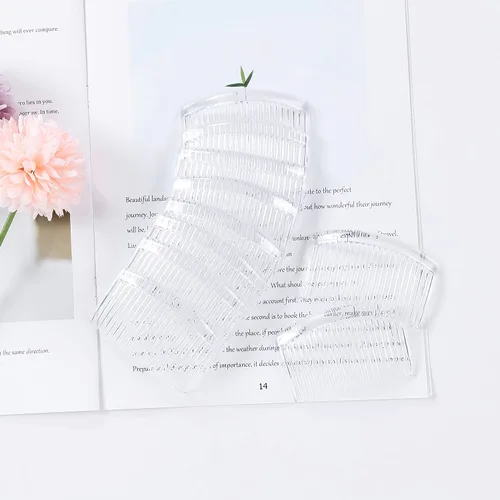 Miniatura 4 de Cinaci Paquete de 30 peines laterales pequeños de plástico blanco transparente con 14 dientes, pinzas finas y finas para el cabello, accesorios