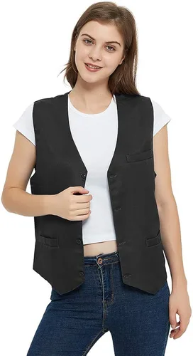 Miniatura 2 de TOPTIE Chaleco unisex con botones para uniforme de trabajo