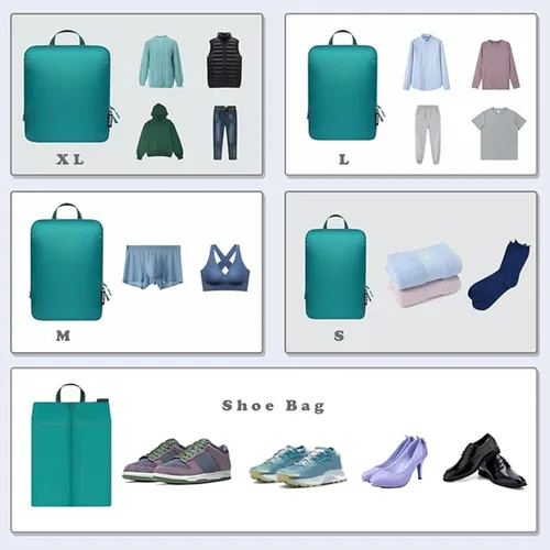 Miniatura 154 de BAGAIL 4 Set/6 Set Ultraligero Compresión Embalaje Cubos Organizador de Embalaje para Accesorios de Viaje Equipaje Maleta Mochila