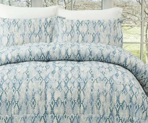 Miniatura 4 de Natural Comfort MC210-Tut-BL-Q Lujoso juego de edredón reversible para todas las estaciones, tamaño Queen, azul, 3 piezas