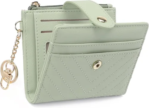 Miniatura 15 de GAEKEAO Billetera delgada para mujer, tarjetero con bloqueo RFID, billetera plegable con bolsillo para monedas con cremallera, ventana