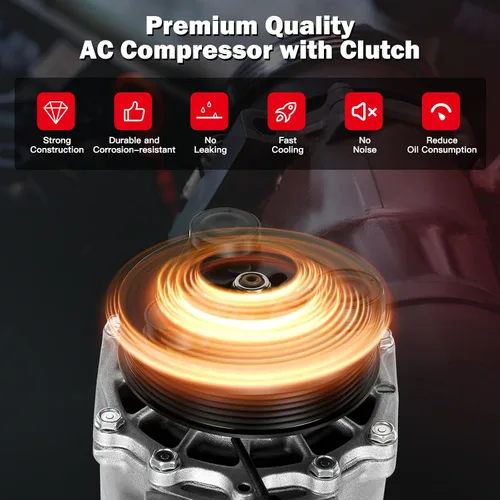 Miniatura 4 de Compresor de CA CCIYU con embrague para Mitsubishi Outlander 2.4L 2003-2006 77494 Potente operación silenciosa de enfriamiento cero escape