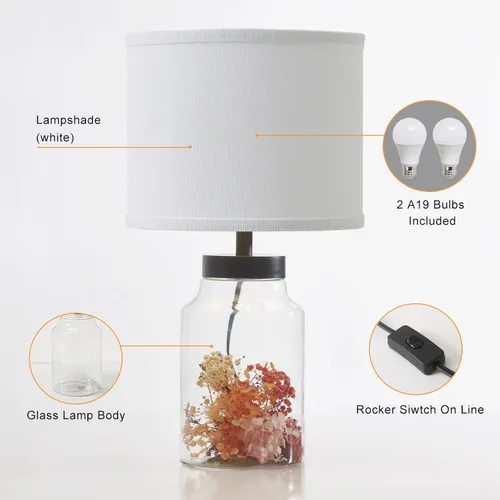 Miniatura 5 de GyroVu Lámpara de Mesa Rellenable para Decoraciones Navideñas, Lámpara de Mesa con Vidrio Transparente Rellenable DIY, Lámpara de Vidrio Moderna