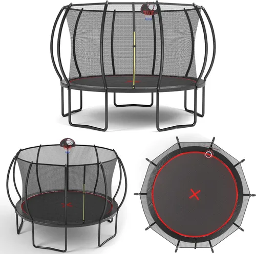 Miniatura 7 de Trampolín de 1500 libras, 8 pies, 12 pies, 14 pies, 16 pies, para niños y adultos, trampolín al aire libre con red de cierre, rociador, bola