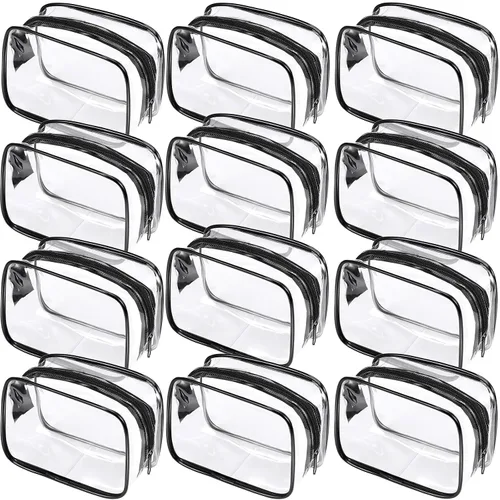 Miniatura 35 de Weewooday 12 piezas bolsas transparentes para maquillaje, bolsas de almacenamiento de cosméticos, estuches de PVC con cremallera, bolsas de viaje
