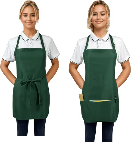 Miniatura 12 de Delantales ajustables impermeables con 3 bolsillos para hombres y mujeres, delantal de servidor para cocina, cocina al aire libre, jardinería