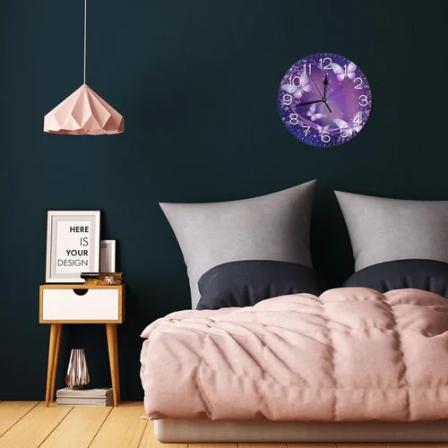 Miniatura 3 de Reloj de pared redondo con diseño de mariposa, silencioso, sin tictac, funciona con pilas, relojes de escritorio silenciosos de cuarzo