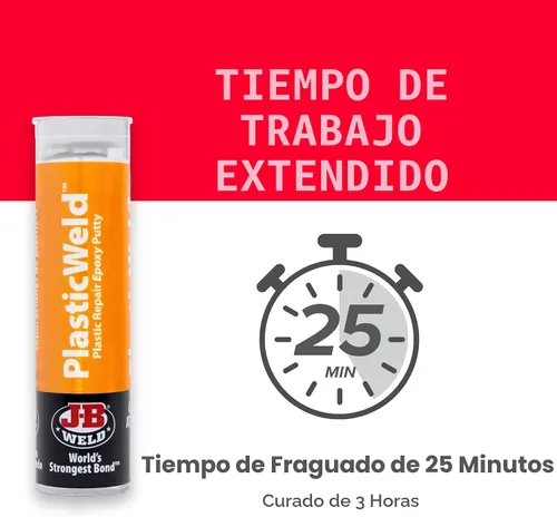 Miniatura 2 de J-B Weld PlasticWeld, masilla epoxi reparadora de plástico, 2 onzas, 2 onza, Blancuzco