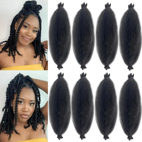Miniatura 30 de Cabello afro Twist morado degradado de 16 pulgadas, cabello Marley pre-separado para rastas suaves, cabello trenzado Marley Twist Ombre Kinky Spring