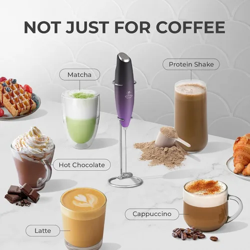 Miniatura 310 de Zulay Milk Boss Espumador de leche potente manual, hace espuma para latte, batidor para mezclar bebidas, café, miniespumador para capuchino, frappé