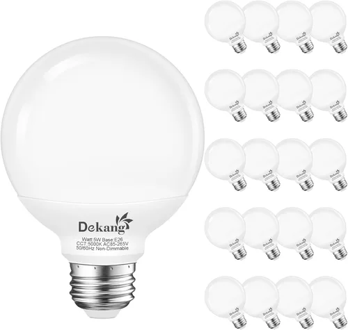 Miniatura 13 de Paquete de 8 Bombillas de Luz para Baño con Base E26 de 3000K Blanco Suave, Bombillas LED Globo G25 Equivalente a Incandescente de 60 Vatios