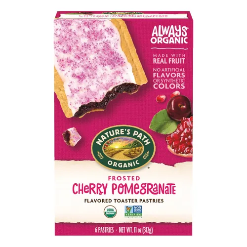 Nature's Path, pasteles glaseados orgánicos de cereza y granada para tostador, 11 oz (Paquete de 1), sin transgénicos