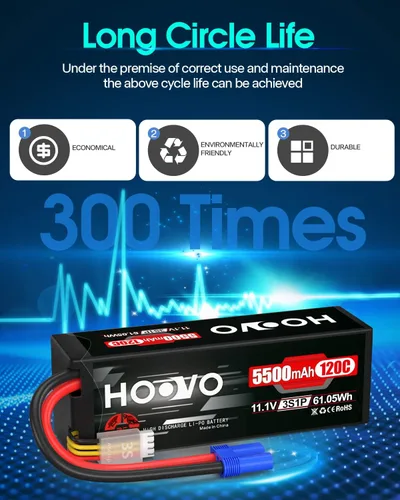 Miniatura 7 de HOOVO Batería Lipo 3S 11.1V 5500mAh 120C RC Batería Hardcase con EC5 Conector para RC Car Truggy Boat Truck Racing Modelos 2 Paquetes