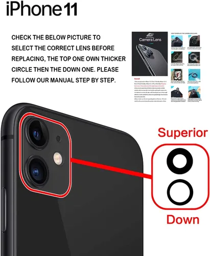 Miniatura 3 de Reemplazo de lente de vidrio de cámara para iPhone 11, GVKVGIH reemplazo de lente de vidrio de cámara trasera con adhesivo preinstalado, kit