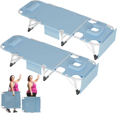 Miniatura 15 de ABORON Silla de bronceado resistente, silla de descanso plegable de 5 posiciones para exteriores con almohadilla, silla de playa portátil para tomar