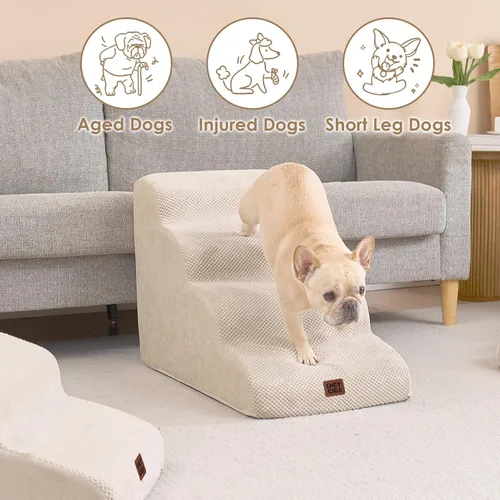 Miniatura 4 de EHEYCIGA - Escalones curvos para perros para camas altas de 19.7" de alto, 4 escalones para perros pequeños y gatos, escaleras para mascotas