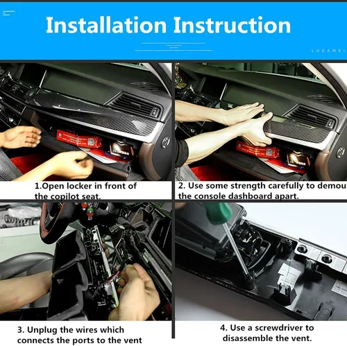 Miniatura 7 de Defensa con centro de ventilación y consola central AC, para BMW 5, repuestos actualizados para series 520 523 525 528 530 535 2010-2016, Negro