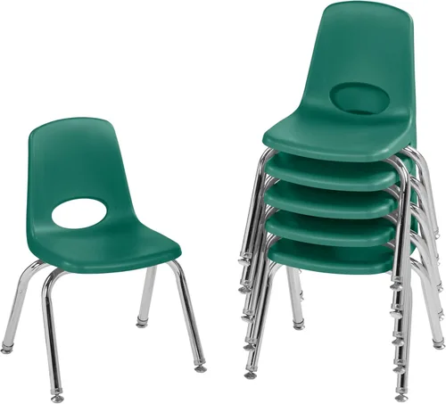 Miniatura 41 de FDP 16" Silla apilable escolar, silla de estudiante apilable con patas de acero cromado y ruedas; para aprendizaje en casa o en el aula - Gris claro