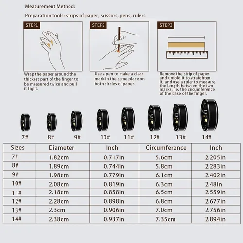 Miniatura 7 de Anillo Rastreador de Actividad para Hombres – Anillo Inteligente con Monitor de Frecuencia Cardíaca, SpO2, Presión Arterial, Monitoreo del Sueño