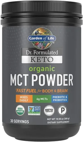 Garden of Life Péptidos de colágeno alimentados con pasto 28 porciones y polvo orgánico MCT 30 porciones paquete