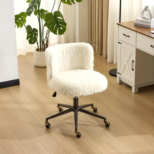 Miniatura 10 de VINGLI - Silla de escritorio de tapicería de lujo con respaldo curvo y inclinación de 90-102° y altura ajustable, linda silla giratoria con base
