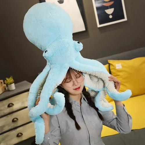Miniatura 2 de XIYUAN Juguete de peluche de pulpo, pulpo, lindo muñeco de peluche de ojos grandes, pulpo, animales de peluche, animales marinos de peluche suave