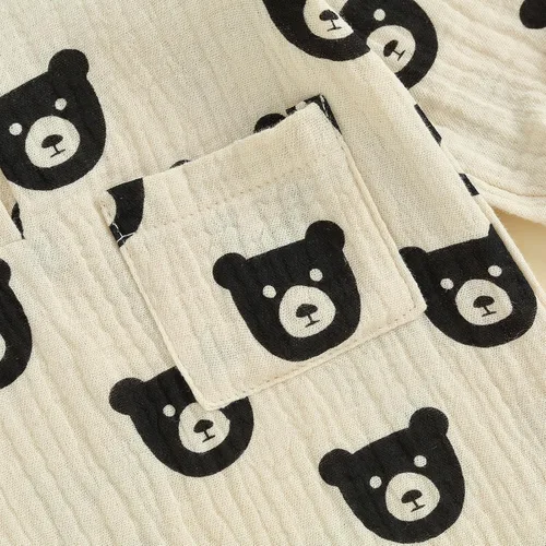 Miniatura 3 de Mono de manga larga de lino para bebé, niña, niño, mameluco de una pieza