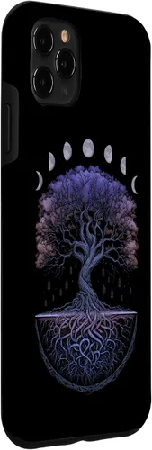 Miniatura 3 de Funda para iPhone 11 Pro Max Yggdrasil nórdico árbol de la vida vikinga fases de la luna