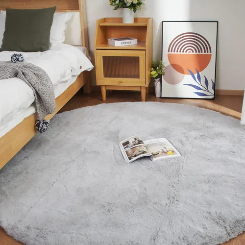 Miniatura 65 de Ghouse Alfombra ultrasuave de pelo sintético de conejo, alfombras lavables a máquina para dormitorio, alfombras esponjosas para sala de estar, Blanco