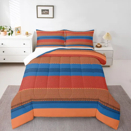 Miniatura 22 de jejeloiu Juego de edredón geométrico para niños, tamaño individual, diseño de rayas de color negro, blanco y gris, juego de ropa de cama decorativo