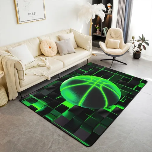 Miniatura 29 de Erosebridal Tapete de fútbol para interiores de 3 x 5 pulgadas, alfombra de fútbol neón para niños, adolescentes, hombres, brillantes, geométricas