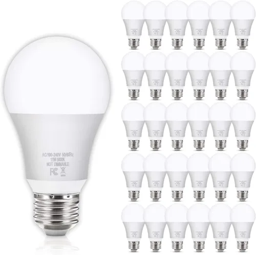 Miniatura 10 de Yochoice Paquete de 12 bombillas LED A19, bombillas LED equivalentes a 100 W, luz blanca cálida de 2700 K, bombillas E26 Edison con base de tornillo