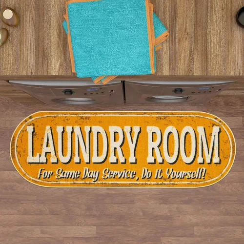 Miniatura 14 de Alfombra lavable a máquina con diseño de texto antideslizante con parte trasera de goma, 2 x 5, para lavandería, para baño, lavadero, 20 x 59