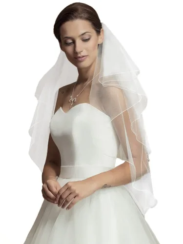 Heread Velo de novia de 2 niveles hasta la cintura accesorios para el pelo corto de novia de tul con peine y borde de lápiz Blanco 1 Count Pack of 1