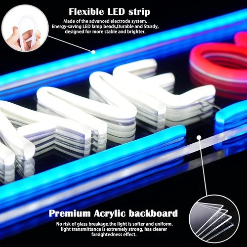 Miniatura 6 de Letreros de neón para decoración de sala de cuentas, luces de neón con cable USB con interruptor, letreros de luz LED acrílica, decoración de pared