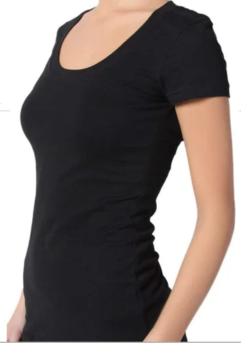 Miniatura 2 de Active Basic Womens Plain Basic Deep Scoop Neck with Cap Short Sleeves