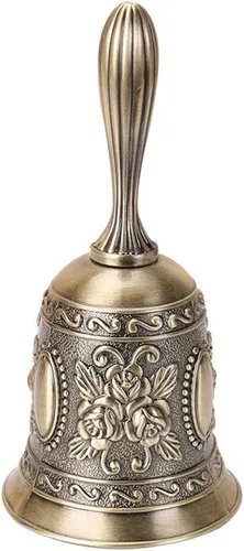 Miniatura 5 de Campana de llamada retro campana de mano antigua campana de cena de bronce campana de servicio restaurante campana de latón cascabel boda aula