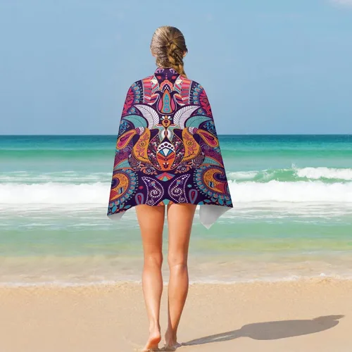 Miniatura 5 de Toalla de playa suave con decoración de patrón popular bohemio para mujer y hombre, toalla de baño/piscina/playa, tamaño grande, 31 x 51 pulgadas.