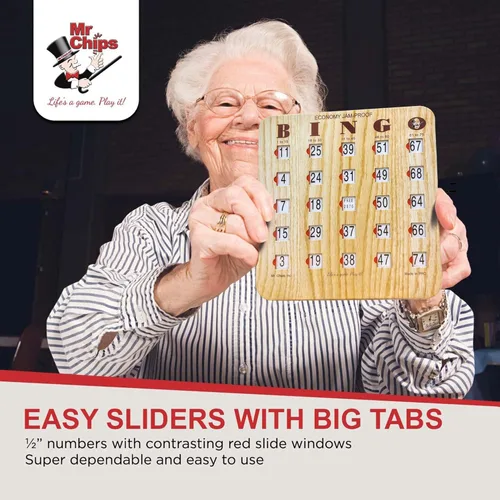 Miniatura 7 de MR CHIPS Tarjetas de Bingo Deslizantes con Punta de Dedo a Prueba de Atascos con Ventanas Deslizantes Paquete de 25 en Estilo Beige 25 tarjetas